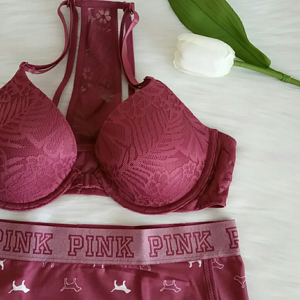 X Nwt Pink Vs T-shirt Bra 34B + Boyshort Size S - Picture 3 of 4