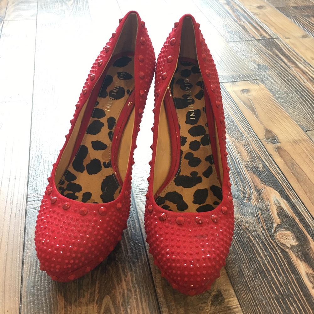 Red Studded Stilettos