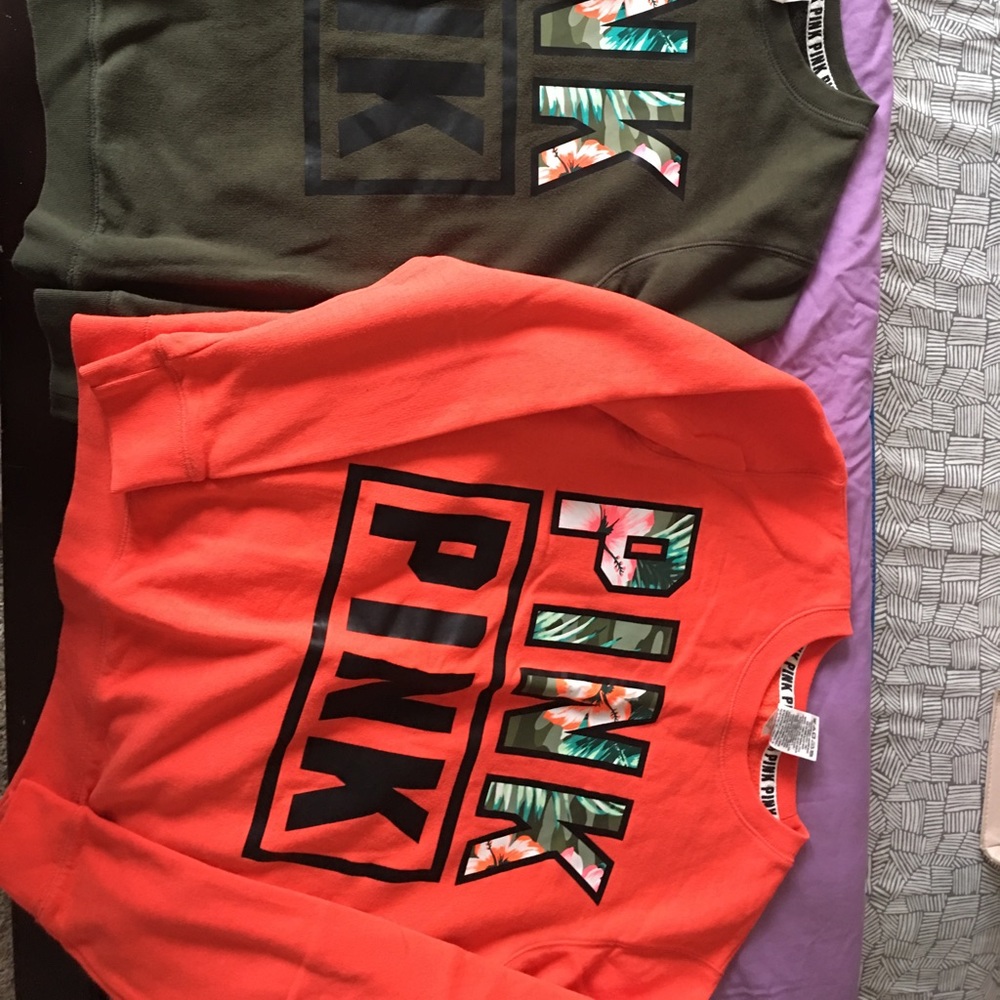 Two Victoria secrete sweat shirts