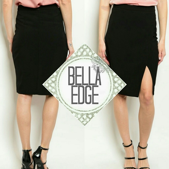 Bella Edge Dresses & Skirts - BOSSY Black Side Slit Midi Skirt