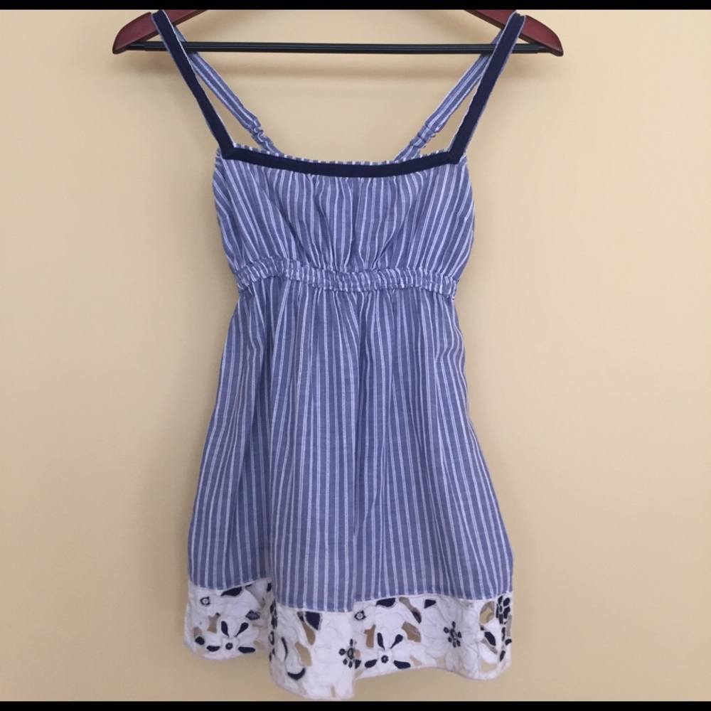 Blue and white striped vintage tank top