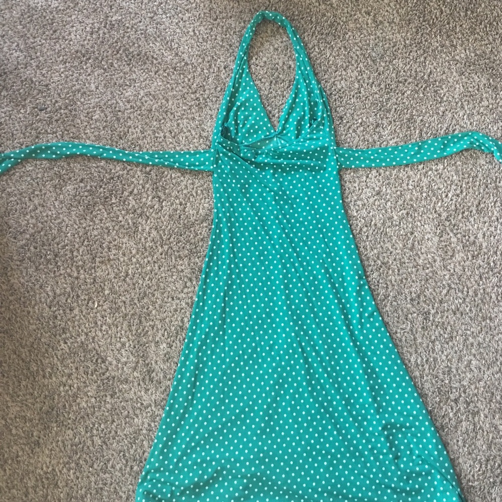 Arden B green halter top polka dot dress