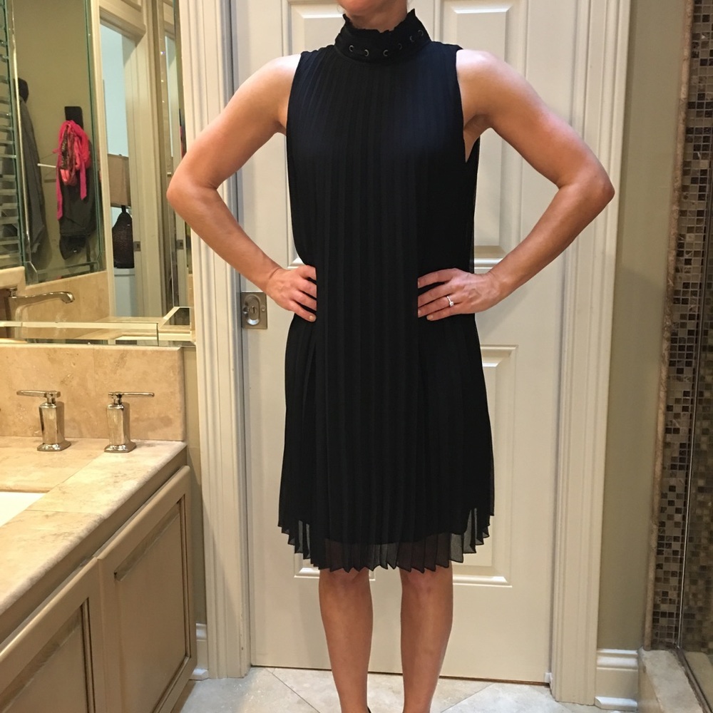 M.S.S.P. Black halter accordion dress