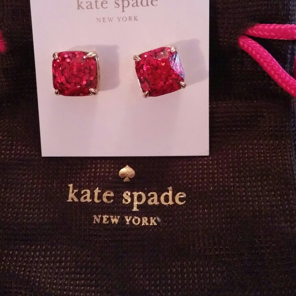 Kate spade red glitter earrings