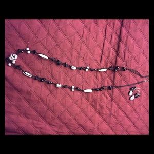 Black and white necklace with matching earrings