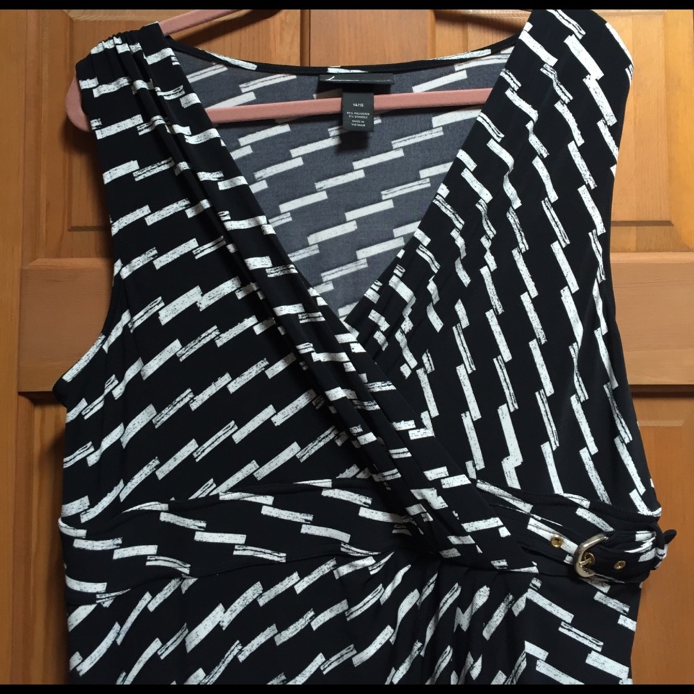 Black and White Faux Wrap Dress