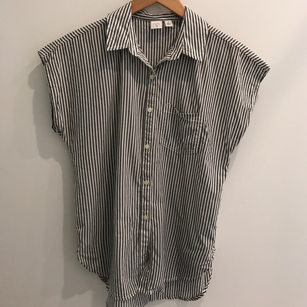 Striped almost sleeveless button down