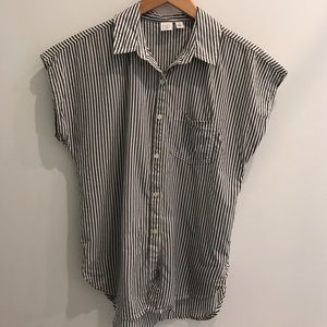Striped almost sleeveless button down