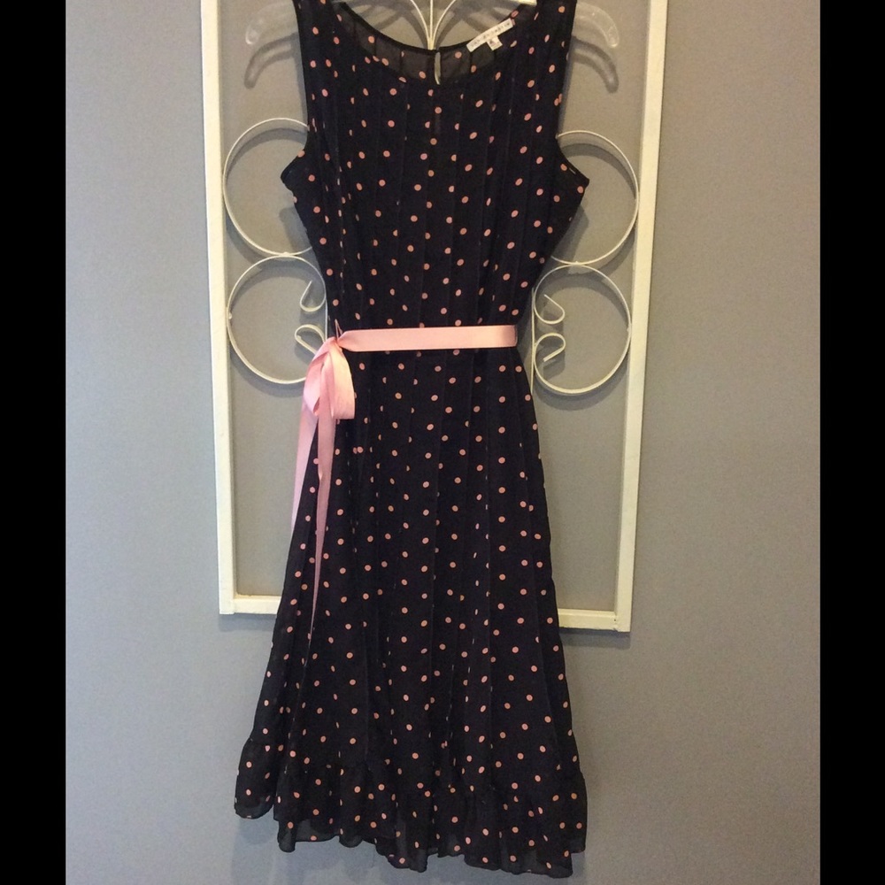 Brown and pink polka dot dress