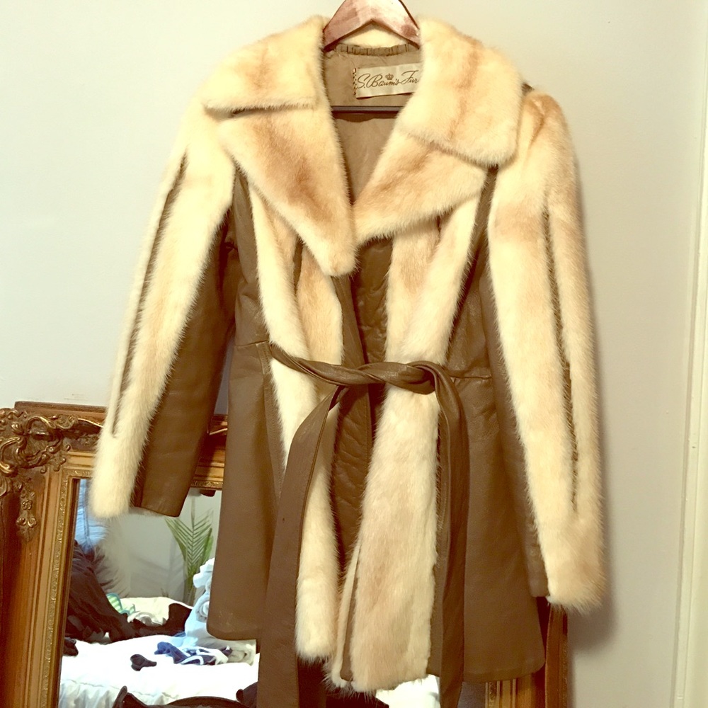Vintage Belted Leather and Mink coat
