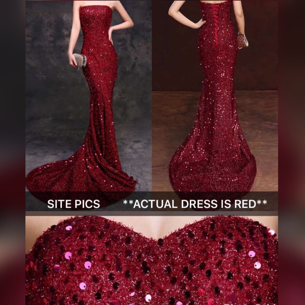 RED STRAPLESS PROM DRESS. I WILL DO OFFERS!! - Picture 2 of 8
