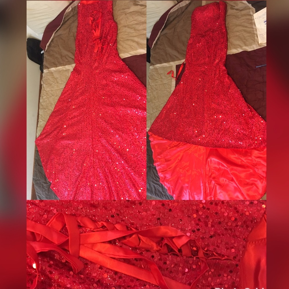 RED STRAPLESS PROM DRESS. I WILL DO OFFERS!! - Picture 3 of 8