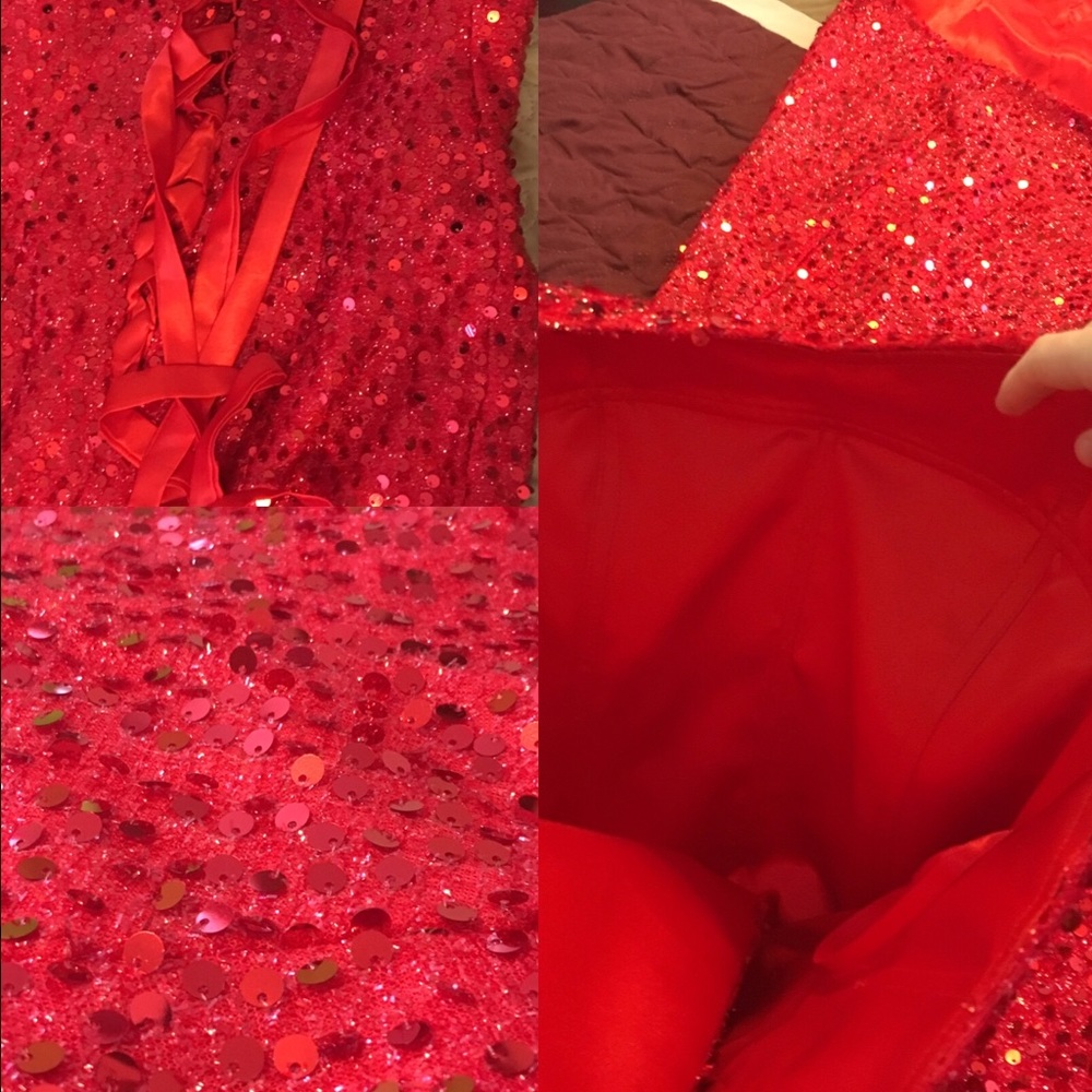 RED STRAPLESS PROM DRESS. I WILL DO OFFERS!! - Picture 4 of 8