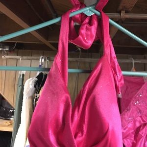 Halter top hot pink prom dress!