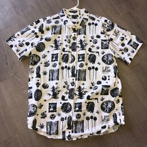 LRG button down collared t-shirt.