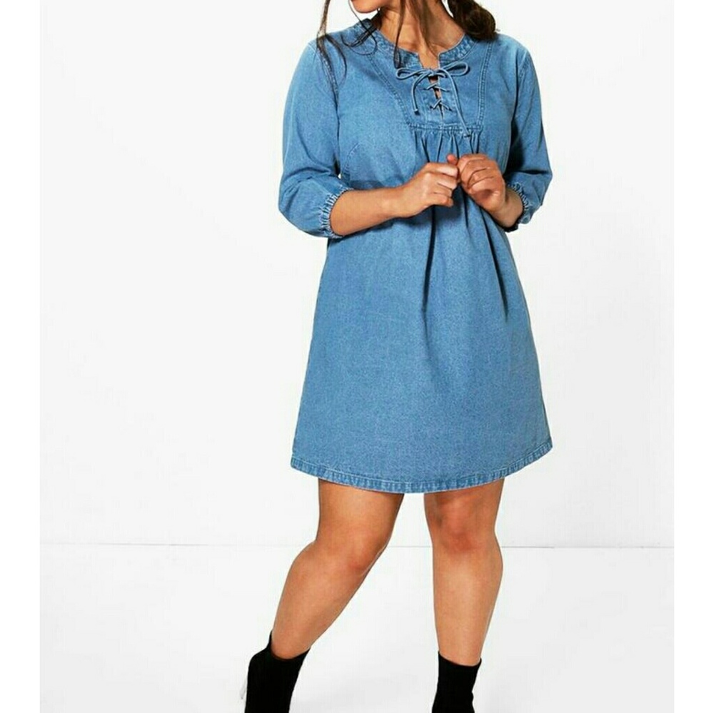 Amazing denim peasant dress!