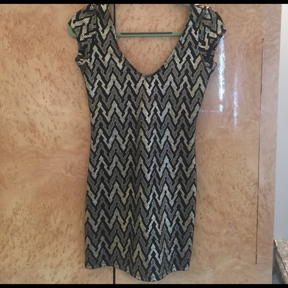 Silver and gold print dress