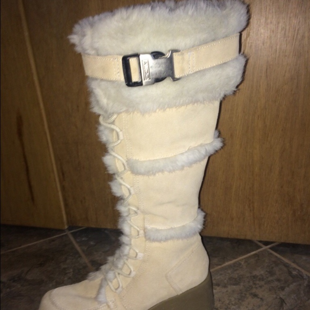 Aldo Fur Suede Wedge Boots