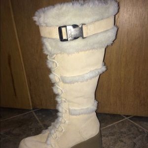 Aldo Fur Suede Wedge Boots