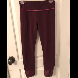Lululemon Maroon Pace Queen Detailed Crop Legging