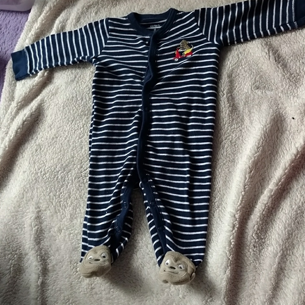 Striped Monkey Pajamas / Footies