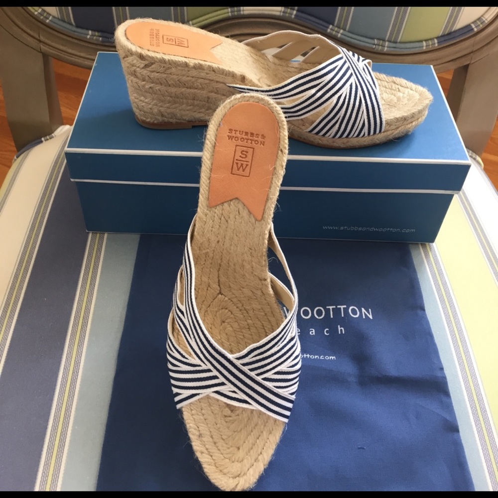 🆕 Stubbs & Wooten Kelly espadrille slides NIB
