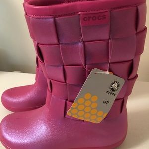 Weaved Croc Rain Boots Size 7