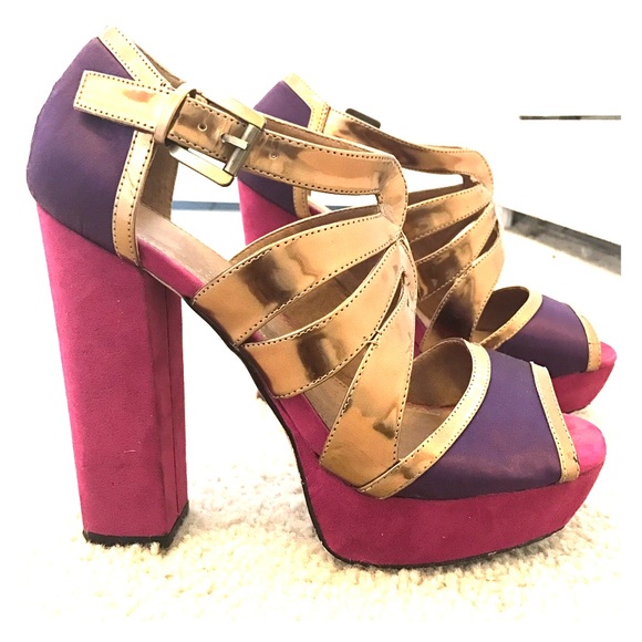 ASOS COLOR BLOCKED HEELED SANDALS - Picture 1 of 3