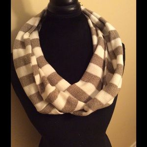 Tan and White Infinity Scarf