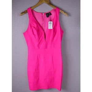 NWT Windsor | Hot Pink Deep V Mini Dress