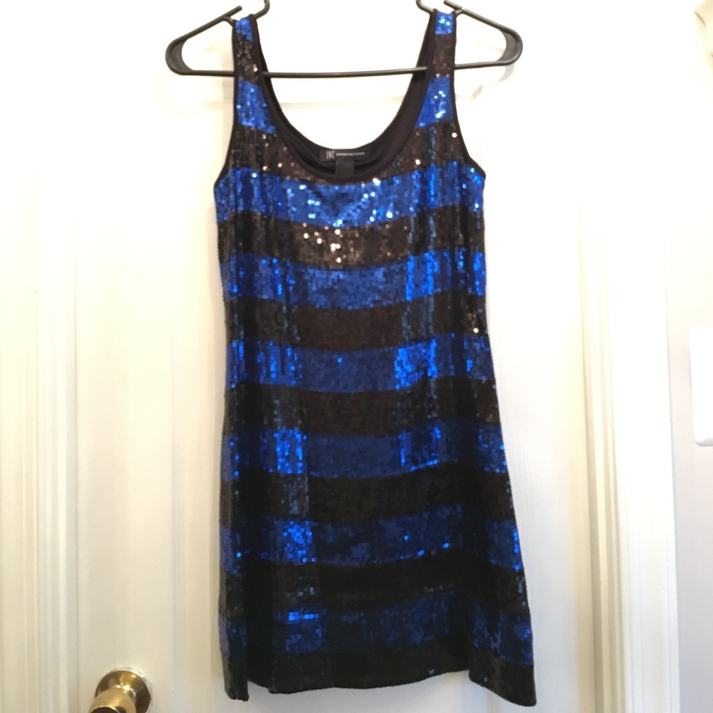 Black and blue sequined mini dress - size S