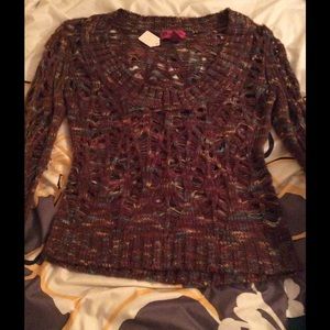 Brown with Rainbow yarn through out Sweater