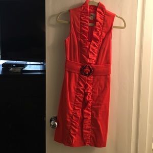 Milly Coral Ruffle Dress