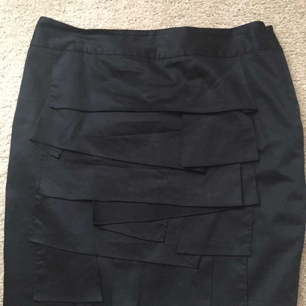 Black ruffle front skirt