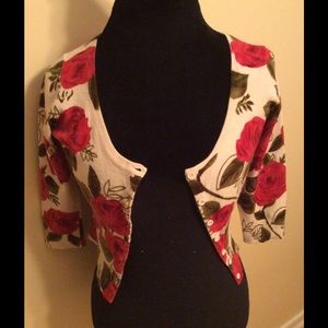 Rose Print Short Cardigan