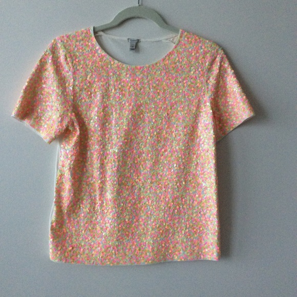 J. Crew Cluster Sequin Tee in Neon - Picture 2 of 4