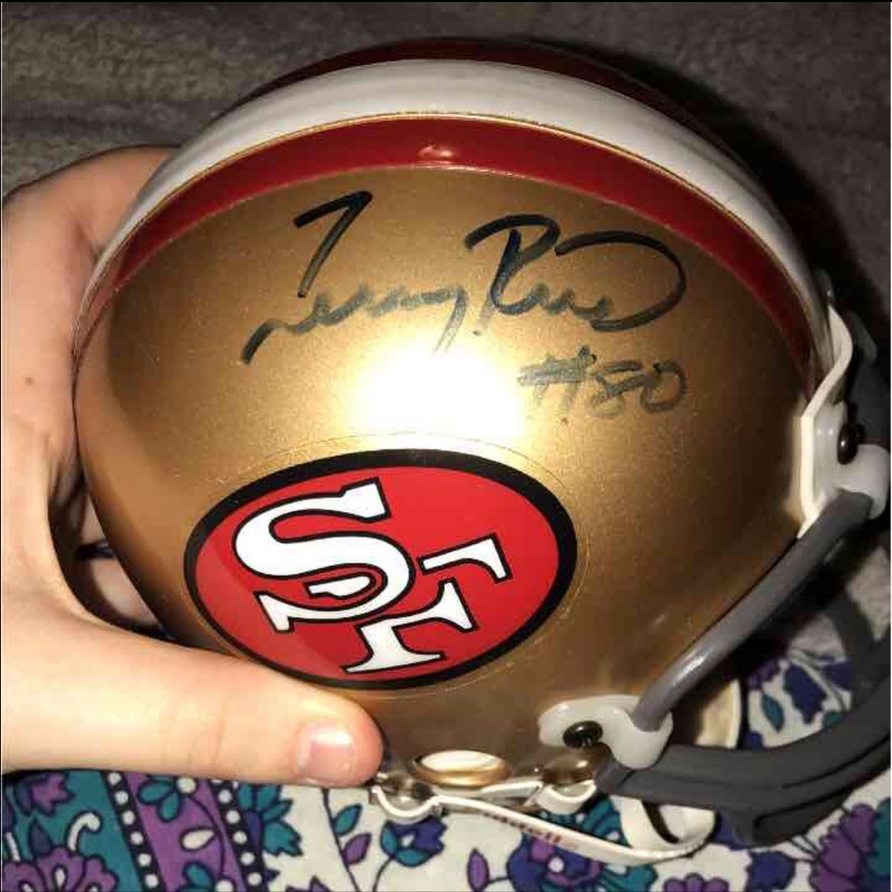 49ers minihelmet signed by Steve young& jerry rice