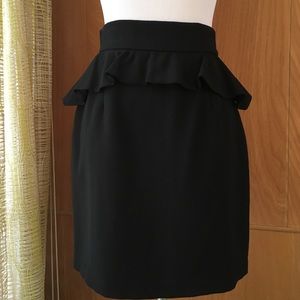 Aaron Ashe black wool pencil skirt peplum ruffle