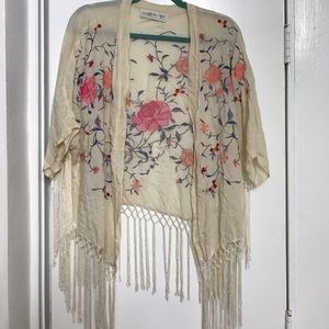 Embroidered short sleeved cardigan