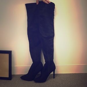 Thigh high black suede boots - LAST WEEK ON SALE