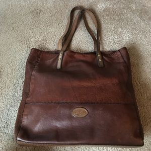 FOSSIL brown leather tote