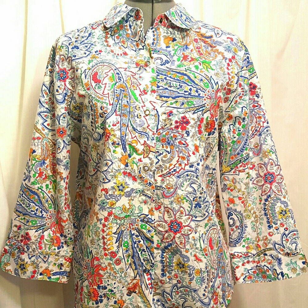 Alfred Dunner Blouse Spring Fashion Button Down