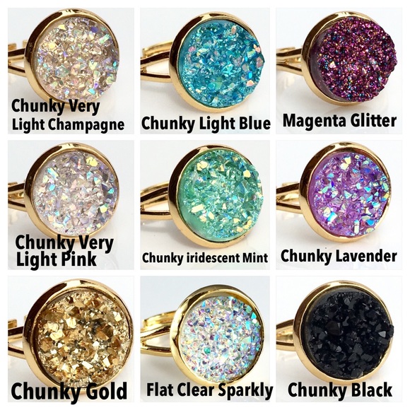 3 for 15🎀Faux Druzy gold rings - Picture 3 of 6