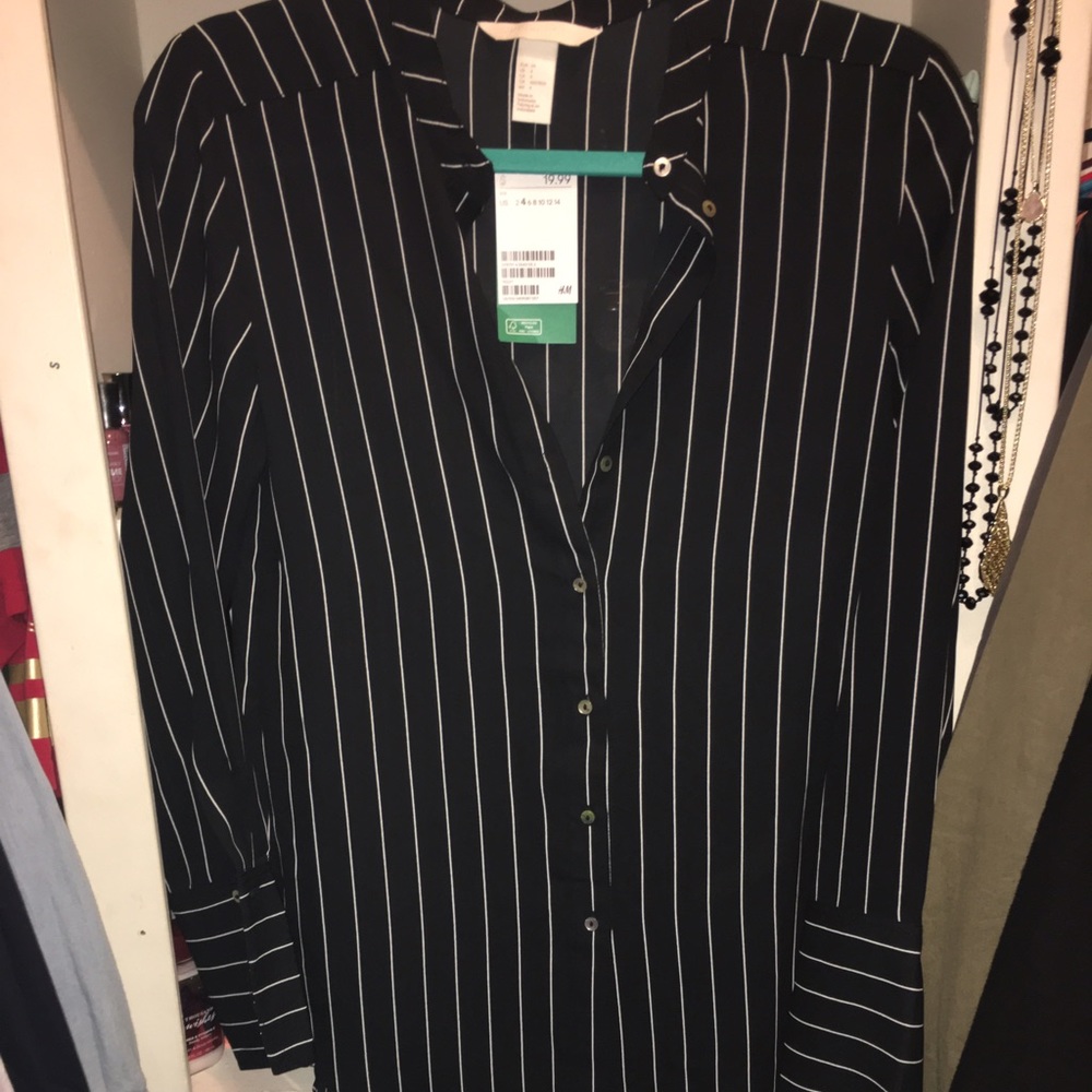 Striped button down blouse
