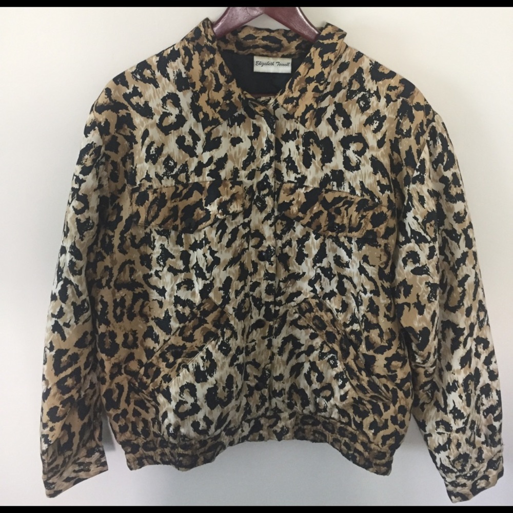 Cheetah print lightweight bomber.