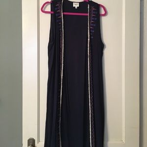 Long Navy Vest/Kimono