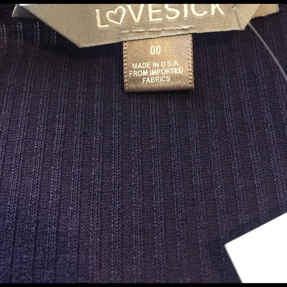 Navy Lace up Ribbed T - Picture 2 of 3