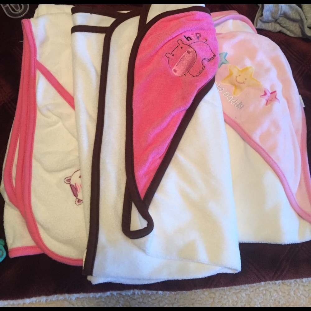 Three adorable baby bath towels