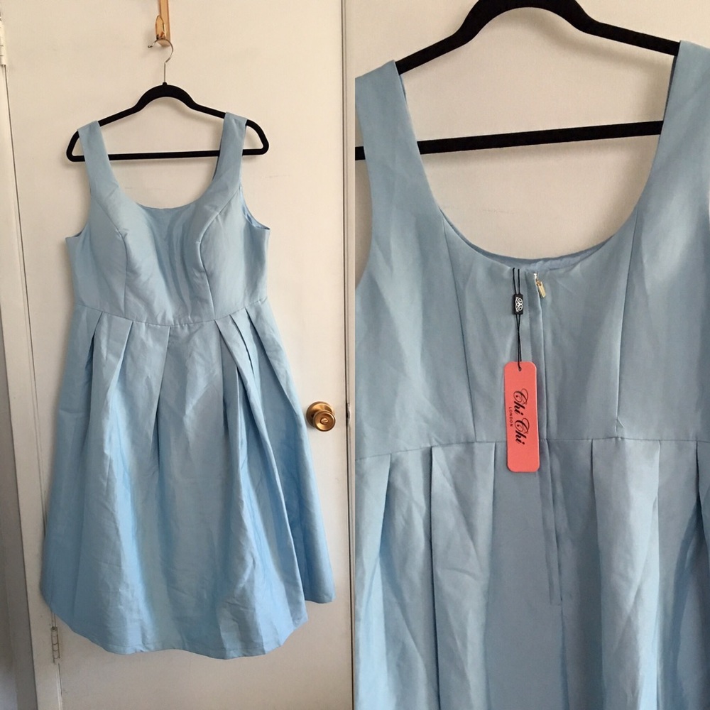 ChiChi brand light blue satin dress from ModCloth