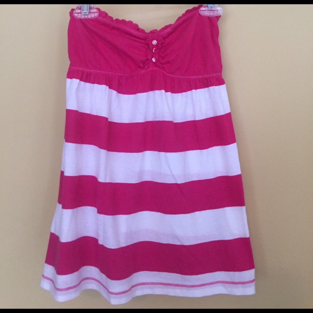 Sleeveless tank top pink and white stripe
